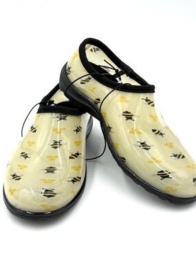 NWT GOGO Yellow Bee Pattern Rain Clogs Size 8